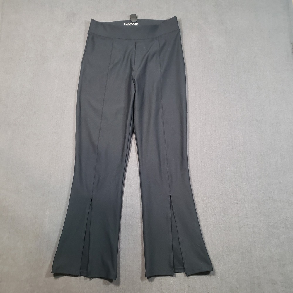 Becco‎ Flared Leggings Womens Large Black Front Slit Seam High Rise Pants